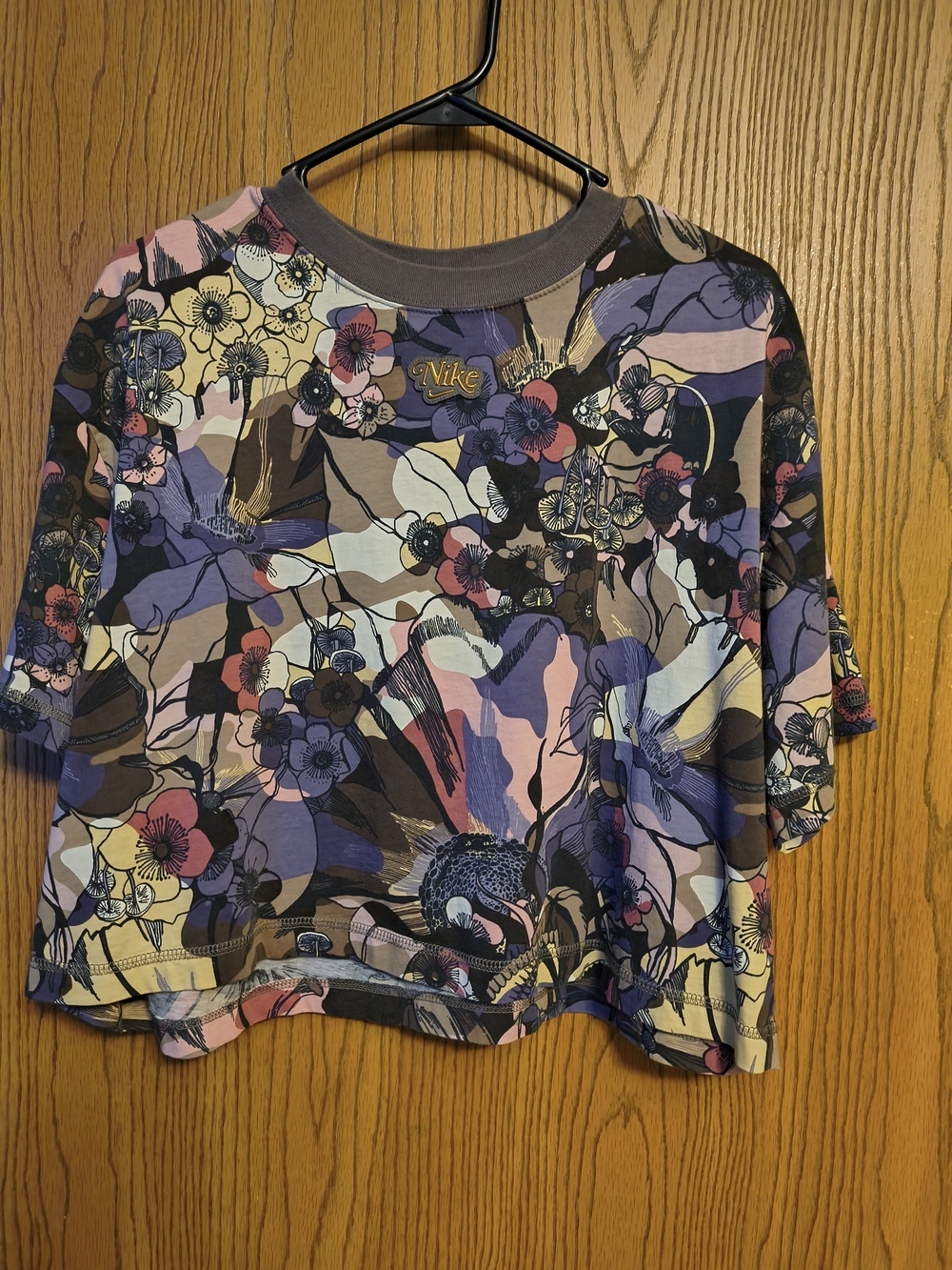 Nike Short Sleeve Floral Tee in Purple, Pink, Cream, Brown, Black